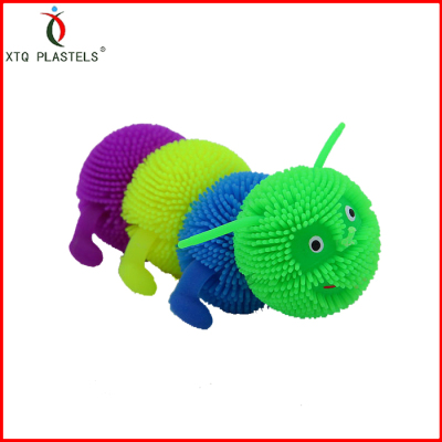 4 joints caterpillar colorful worm puffer plastic toys TPR