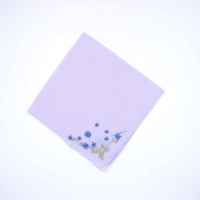  100% cotton pure color embroider handkerchief 