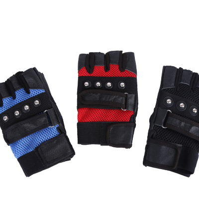 Outdoor sports leather riding half-finger gloves