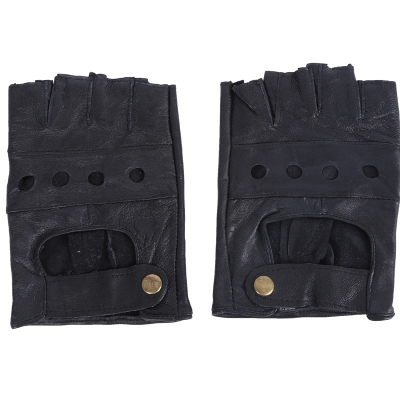 Brass buckle leather outdoor sports riding half-finger gloves
