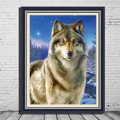 Wholesale 5D diy diamond painting Wolf  with part of Diamond Cross Stitch