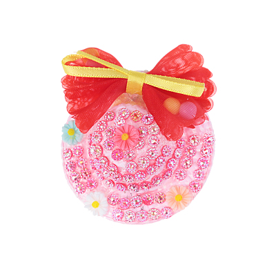 Round hat shape cloth bowknot hair clip