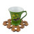 Green glaze Ceramic Tea and coffee cup with cartoon Logo