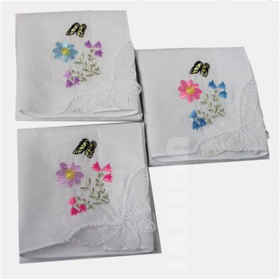 Women 100% cotton 30cm 60s yarn embroidered handkerchiefs