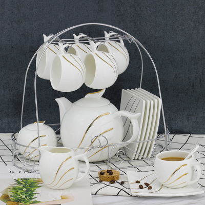Guotong ceramic2017 new description of the silver European ceramic coffee ware with tea set