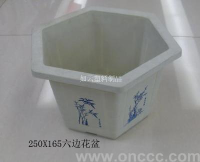 Wholesale Supply Plastic Flowerpot 250*165 White Six-Side Flowerpot