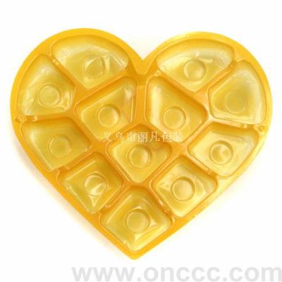 Manufacturers supply cosmetic plastic packaging blister tray large favorably yellow heart-shaped plastic boxes