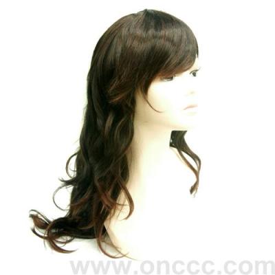 A long brown and black wig