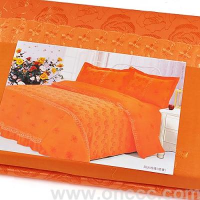 Orange Small Jacquard cotton four-piece quilt Cover and PillowCase