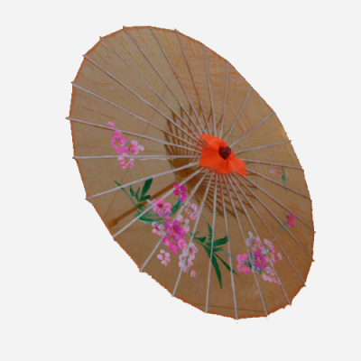 Art umbrella in brown silk
