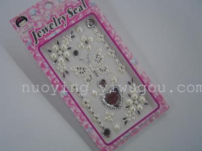 Nobel Ying stickers Butterfly Pearl with white diamond paste 090 mobile phone