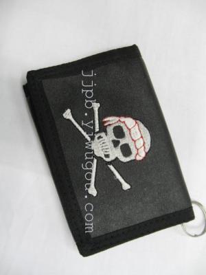 PVC black embroidered purse waterproof material production.