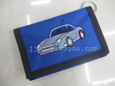 Embroidered wallet black waterproof PVC material production.