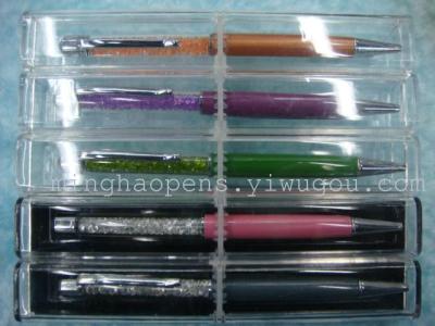 Pen boxes transparent Quartet crystal pencil box with plastic gift box