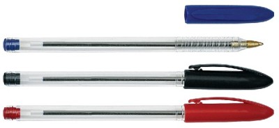 Simple ball-point pen, red, blue and black colours