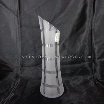 Sandblasted slanting glass vase, glass handicraft, flower accessories and glass products