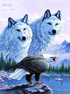 Eagle and Wolf Three-Dimensional Stereograph, 3D Painting, 5D Painting
