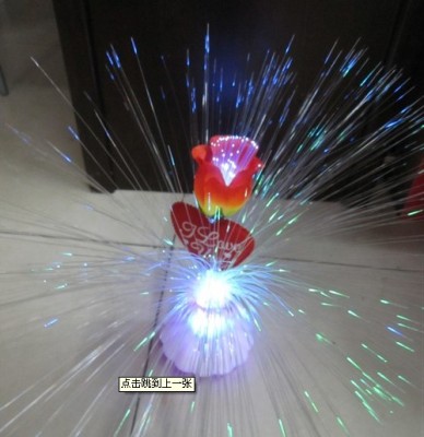Vase red rose-glowing optical fiber fabric toys