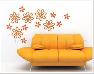 Seven-petal flower 3D wall sticker ideas background decoration stickers 0357