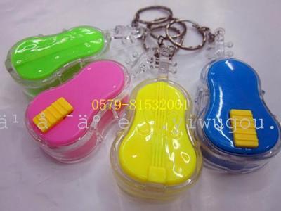 Small lute shaped electronic light plastic flashlight Keychain mini electronic lamp lamps LED lamps