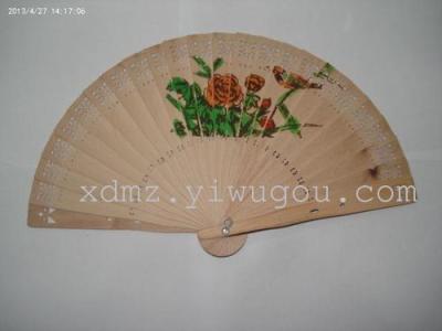 Beautiful painted wood craft fan 