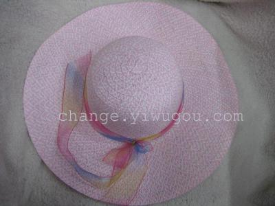 Along with a large hat Ribbon Hat Decal Beach Hat Lady decorative cap