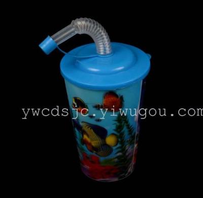 Suction Cup changing advertisment mug Cup 3D cold drink cups plastic cups 716