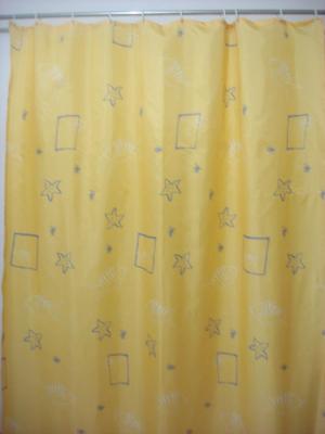 Hot pongee Yellow Sea and brass buttons lead cord 180*200cm anti mildew shower curtain can customize