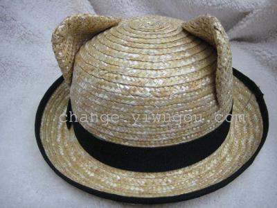 The black hat topped with a straw hat shading decoration factory outlets