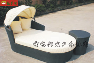 Outdoor furniture rattan rattan lying bed lounge Beach Villa sunshine beds awning