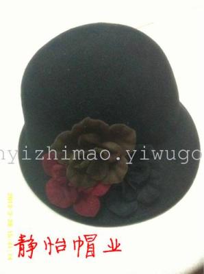 2013 new flower-decorated woman fisherman wool hat