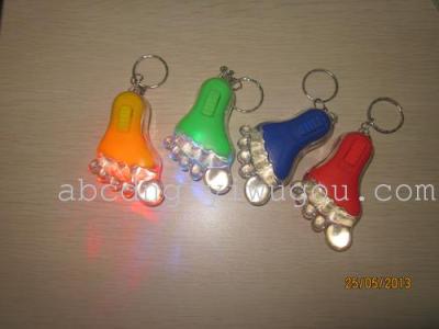 Transparent foot Keychain light/colorful key chain Keychain/white light/factory outlets