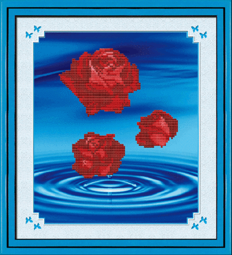 5D0213 roses in the rain (5D cross stitch)