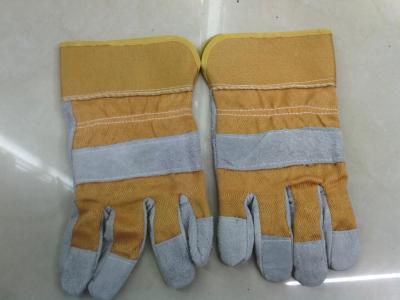10.5-Inch Yellow Cloth Natural Leather Palm Protective Gloves Gloves