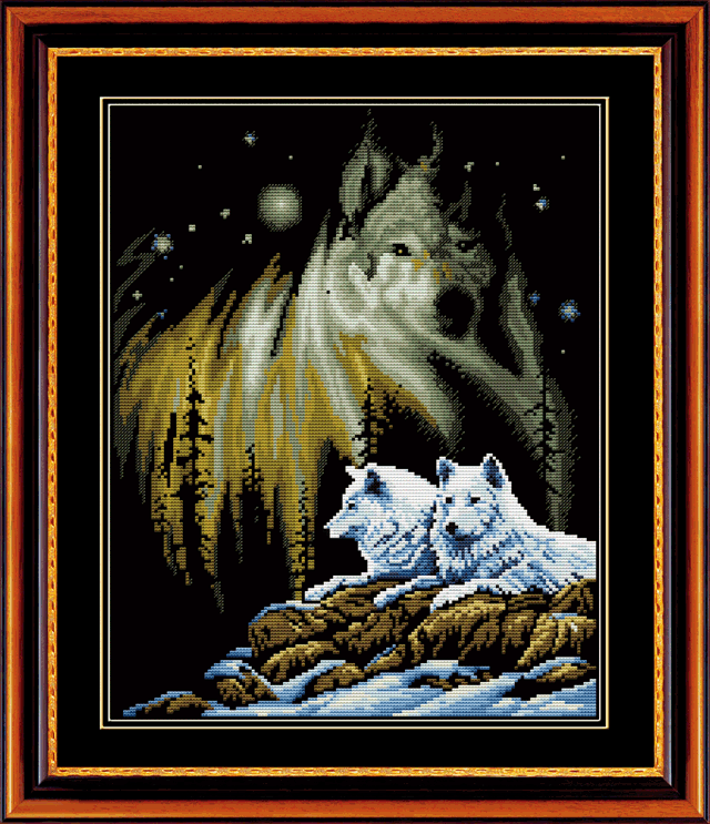 5D0205 pair of wolves (5D cross stitch)