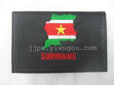 Embroidered flag wallet 600D Oxford cloth material production.