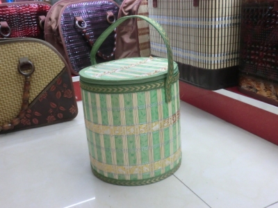 Green Environmental Protection Ribbon Foldable Circular Bucket Bag Bamboo Basket