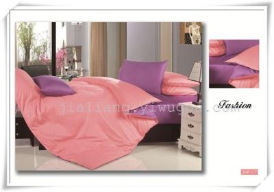 100% cotton plain color double 4 piece matching solid color 3/4 piece pillowcase cotton bedding set