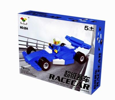 Genuine shun lok kang building blocks enlightenment toy F1 super car blue 204