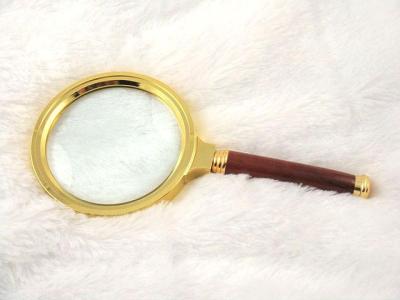 Factory direct 80MM diameter metallic with mahogany handle handheld reading magnifiers