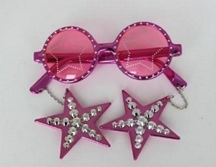 factory al1203 dance party fun glasses electroplating with chain xingx round glasses party glasses