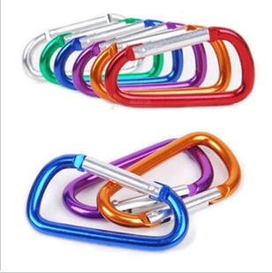 Outdoor multi-functional aluminum alloy mountaineering buckle D shape quick hanging tent hook key chain camping