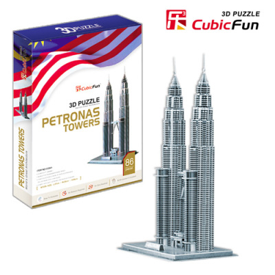 Le cube 3D world famous jigsaw puzzle model toy, Malaysia twin towers.