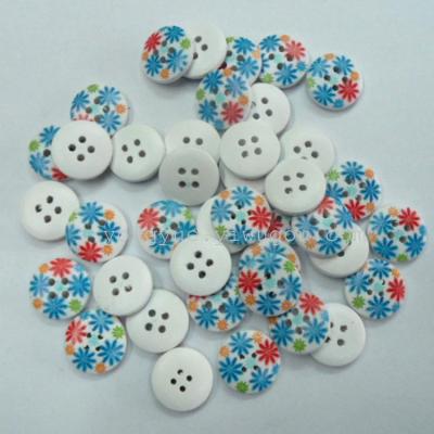 1.5cm DIY color button flat circle printed button painted wooden button