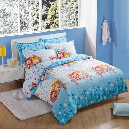pure cotton authentic cotton 128 cotton 68 active twill cartoon ali‘s spring （blue） four-piece set supplies