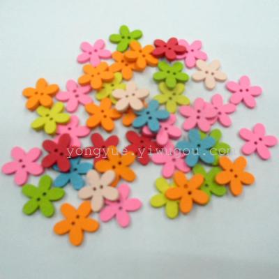 Manufacturers supply wooden buttons diy wooden buttons/five-leaf flower buttons/cartoon wooden buttons