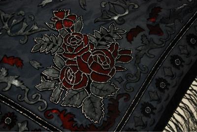 Spot Silver Rose and silk burnt out velvet towel 105X105