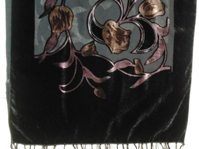 Pink Roses paints burnt-out velvet silk long scarf 160X50