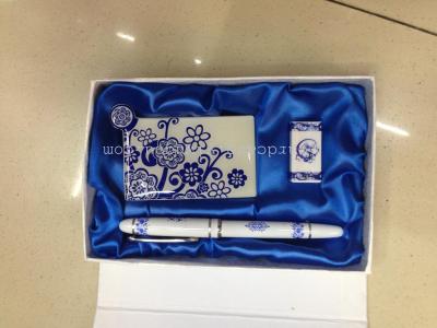 Factory Direct Sales Blue and White Pen, Suite Products Set Boxes of Business Gifts, Fashionable Style.
