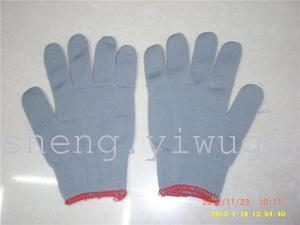 Computer ten - pin grey polyester labor gloves.